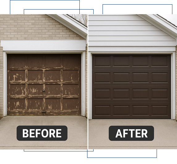 Technician servicing a commercial garage door at a business in Hawthorne