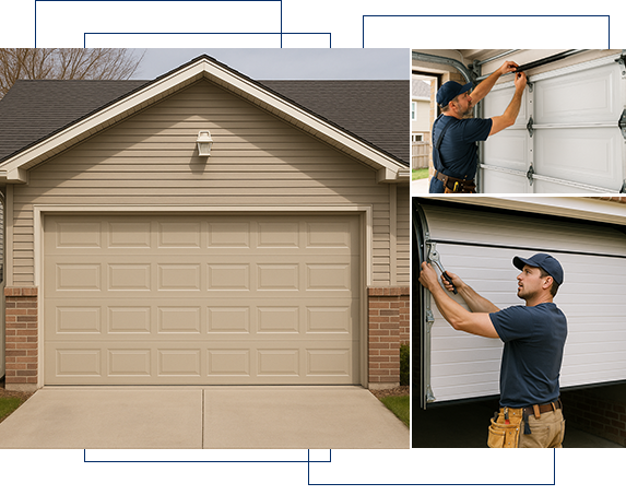Technician installing an insulated, energy-efficient garage door in Hawthorne